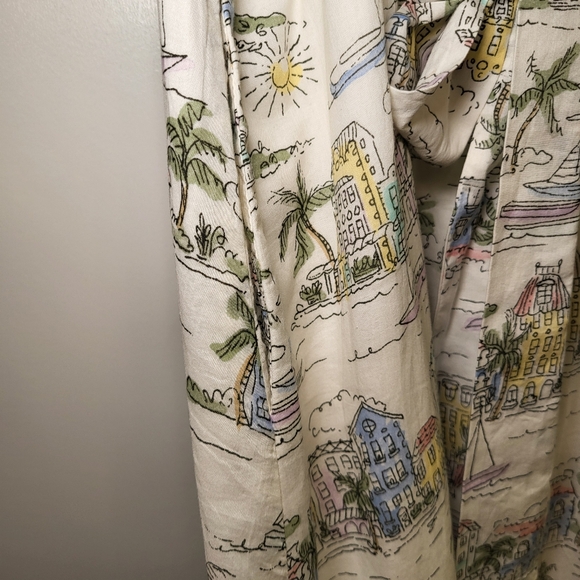 Talbots Ruffle Fit & Flare Dress Scenic Curacao Beach Palm 100% Cotton Women's 6 - Picture 12 of 13